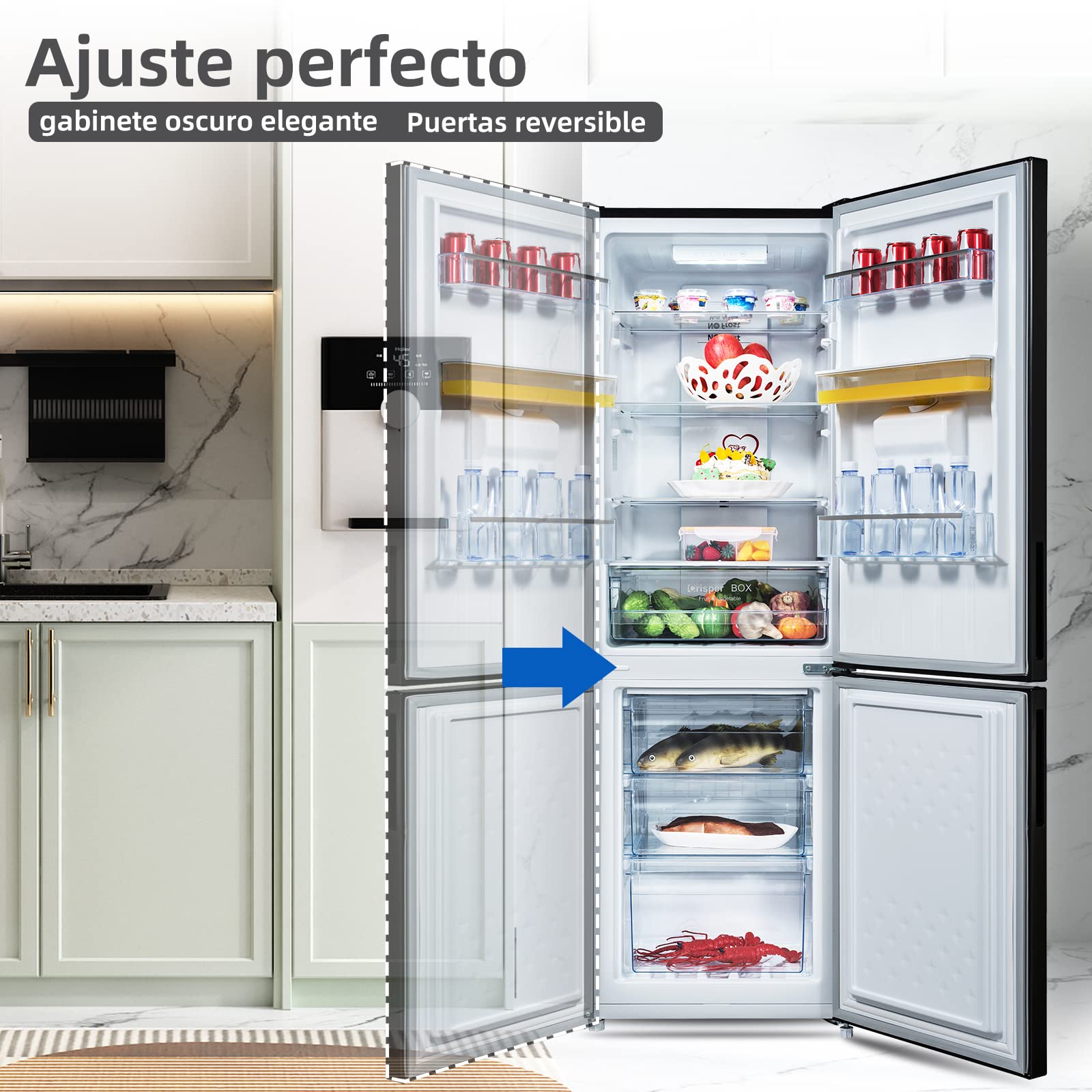 CHiQ FBM228NE4DE No Frost Combi Refrigerator,frigorífico independiente con congelador, combinación de frigorífico y congelador 231 L, sin escarcha, flujo de aire múltiple, dispensador de agua, 170 cm — view 7