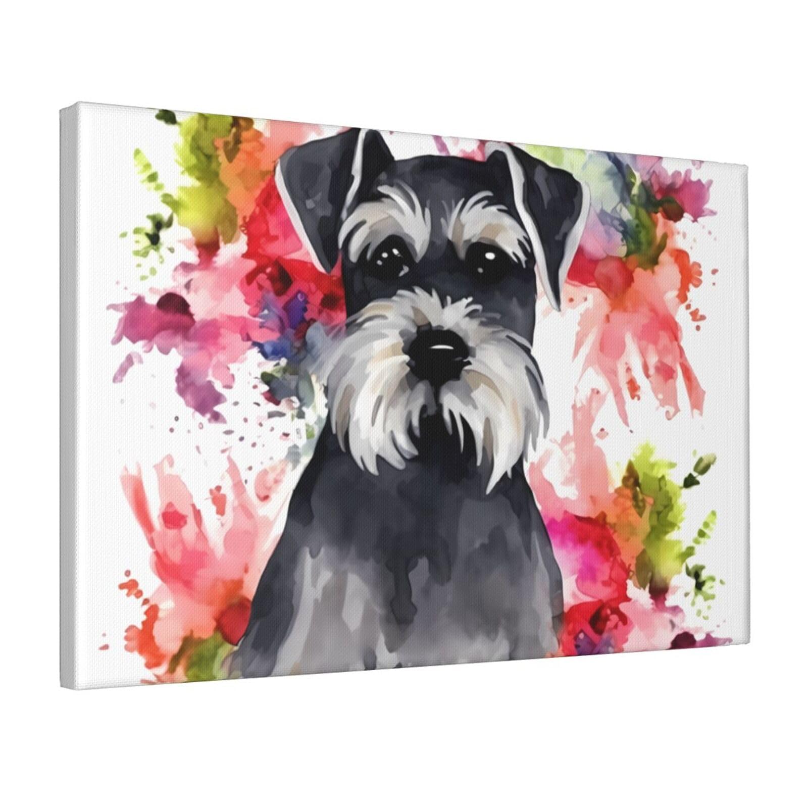 Framed Wall Art for Living Room Art Work, Schnauzer Picture Prints Modern Office Wall Paintings Poster Aesthetic Wall Decorations for Home Decor Ready To Hang 16"x24"