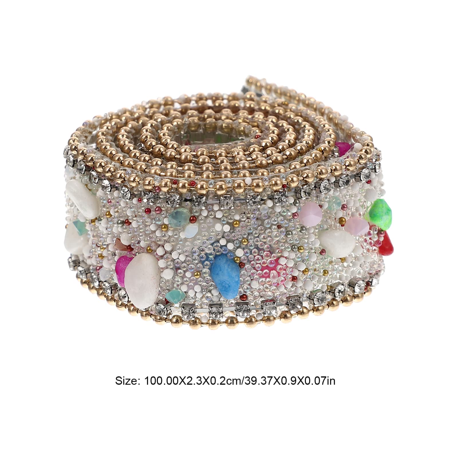 Weißes Kristall-Strassband, Diamant-Bling-Rolle, künstlicher Edelstein, Perlenapplikation, Kettenverzierung, Nähzubehör für DIY, Hochzeit, Brautkleid, Telefondekoration, 2,5 cm breit, 1 Meter (bunt)