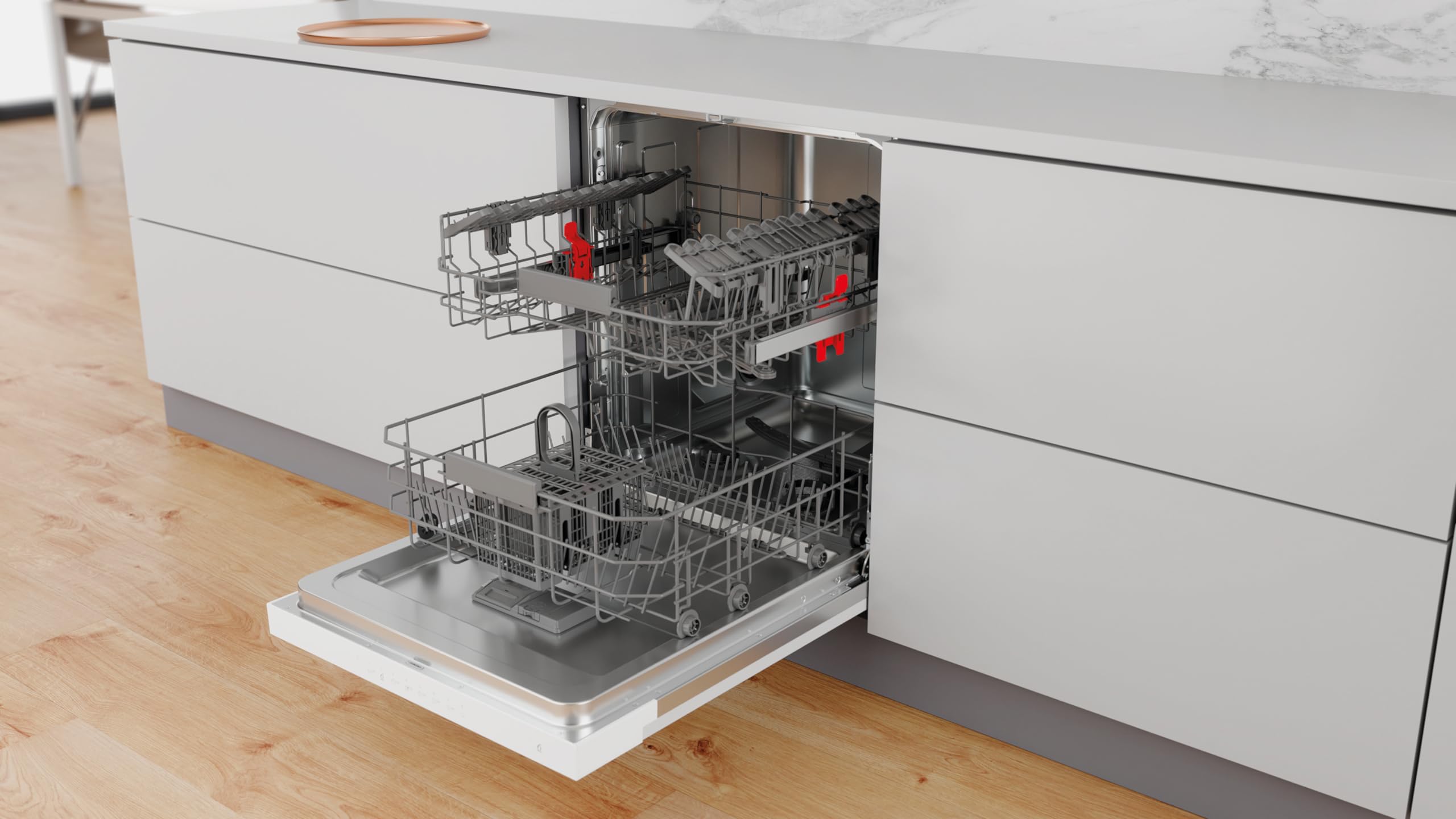 Whirlpool WBC3C26 Lave vaisselle encastrable 60 cm A++ Bandeau blanc Affichage temps restant Départ différé