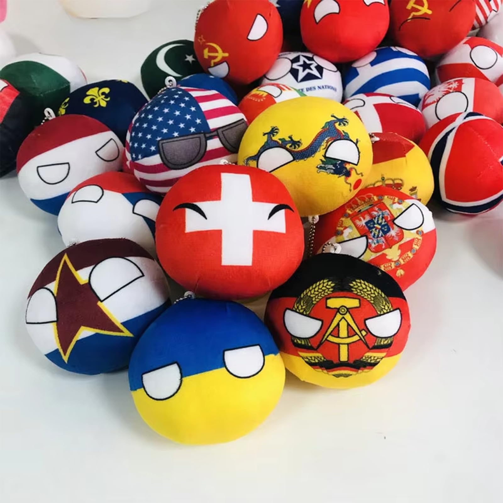 15 Piezas de Peluches de Country Balls, Lindo Llavero de Anime, Mini Colgante de Countryball de 4 Pulgadas, Peluches de Anime para niños y Regalos,C
