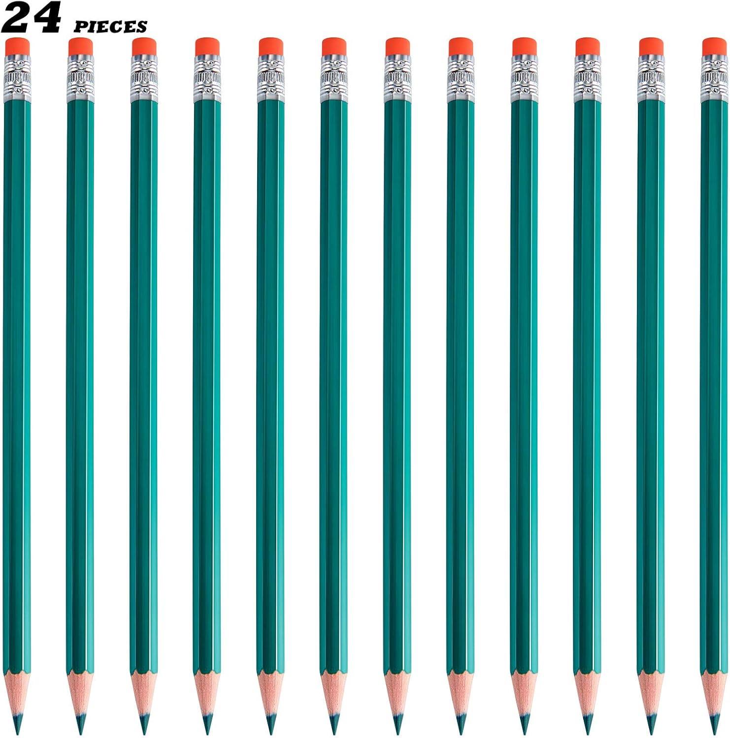 Zhanmai 24 Pieces Checking Pencils Green Pencils Erasable