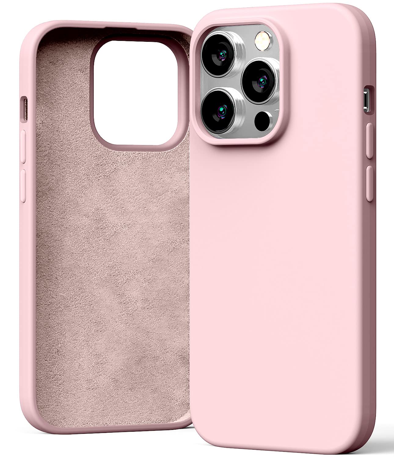 GOOSPERYLiquid Silicone Case Compatible with iPhone 14 Pro (6.1 inch), Silky-Soft Touch Full Body Protection Shockproof Cover Case with Soft Microfibre Lining - Pink