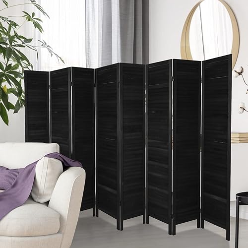 Miniatura 7 de ECOMEX Divisor de habitación de 8 paneles, pantalla de privacidad plegable de 5.6 pies de alto, pantalla divisora independiente de madera para