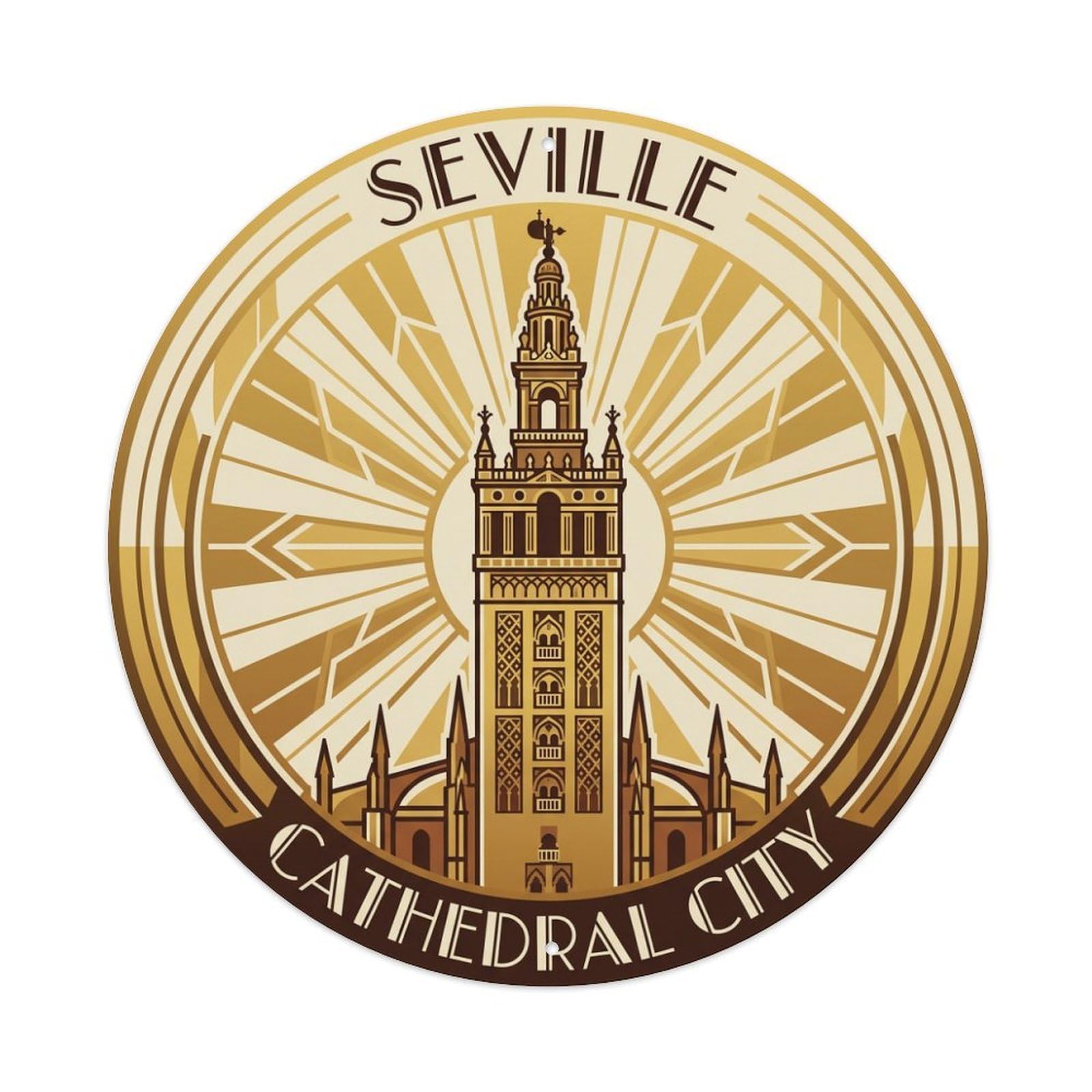Metal Tin Sign Seville Spain Vintage Travel