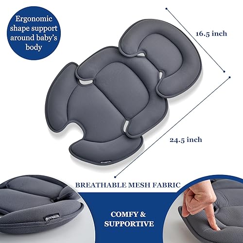 Miniatura 4 de Innokids Almohada de apoyo para la cabeza y el cuerpo, inserto de asiento de automóvil para recién nacido a niño pequeño (gris)