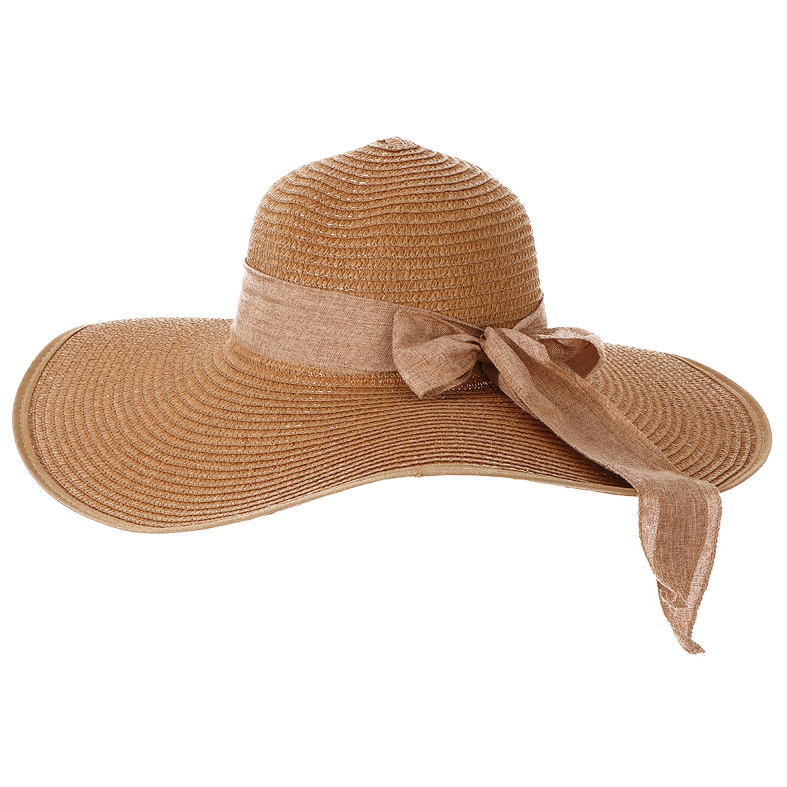 LY4U Strohoed voor dames, zomerzonnehoed, UPF 50, strandhoed met brede rand, opvouwbare oprolbare hoed voor dames en meisjes, Khaki (stad), Eén maat