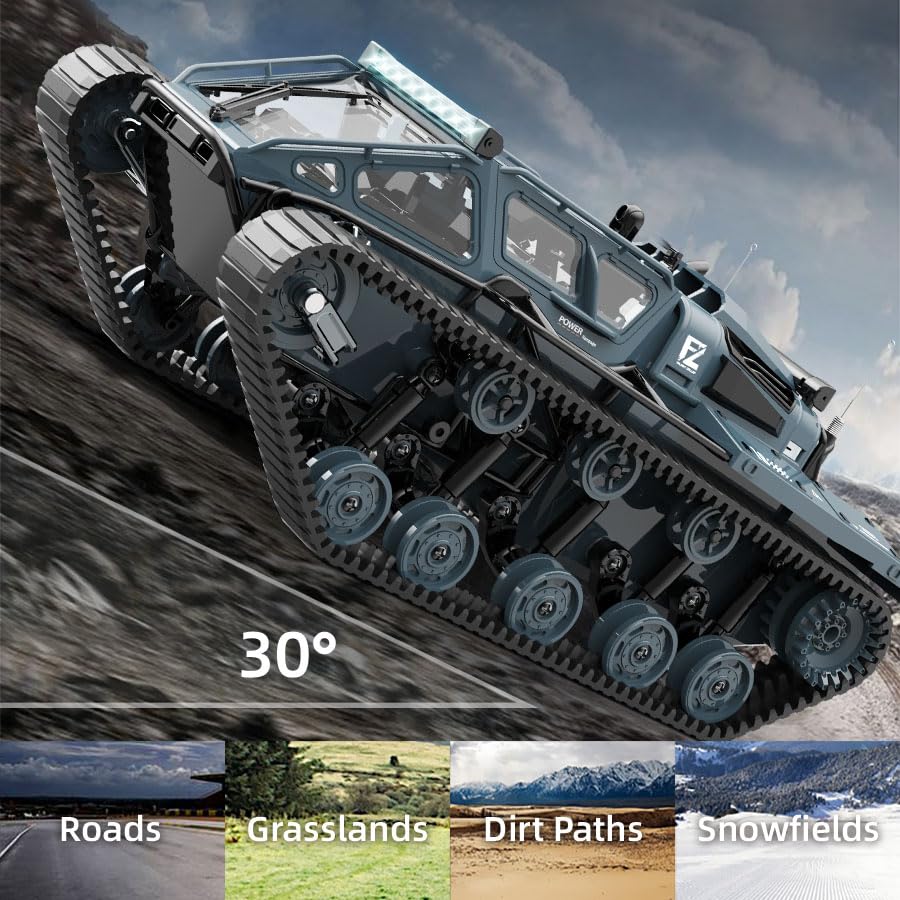 Tanque de control remoto totalmente proporcional de 2.4 G – Rock Crawler RC Truck 4x4 todoterreno vehículo militar con 2 baterías, camión militar de deriva todo terreno con luces frías, gran 3