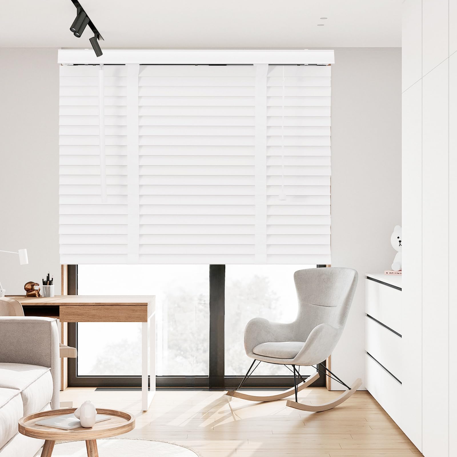 Sekey Persiana in legno, 50 mm, in vero legno, personalizzabile, 90 x 220 cm, colore bianco