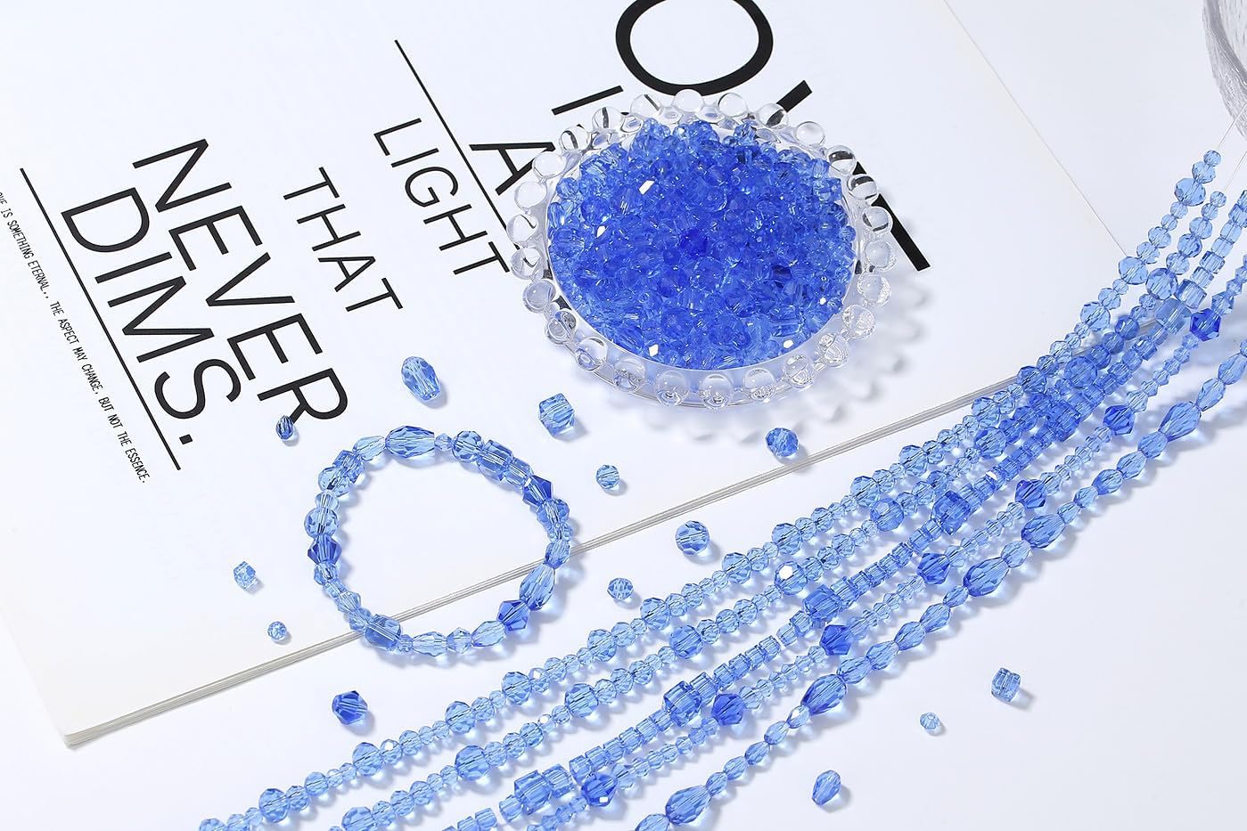 XIANNVXI 800pcs Faceted Blue Glass Beads for Jewellery Making 4/6/8mm Blue Beads for Crafting for Vases, 4mm, 6mm, 8mm - Image 2