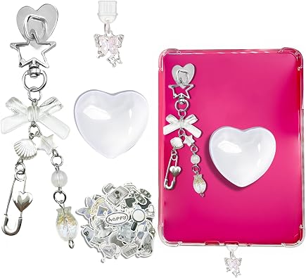 Cute Charms Set for Kindle,Including Dust Plug Charm Type C/USB C,Star Grip Holder,Bling Keychains with Hook,Charms Compatible for Kindle/E-Reader/Phone