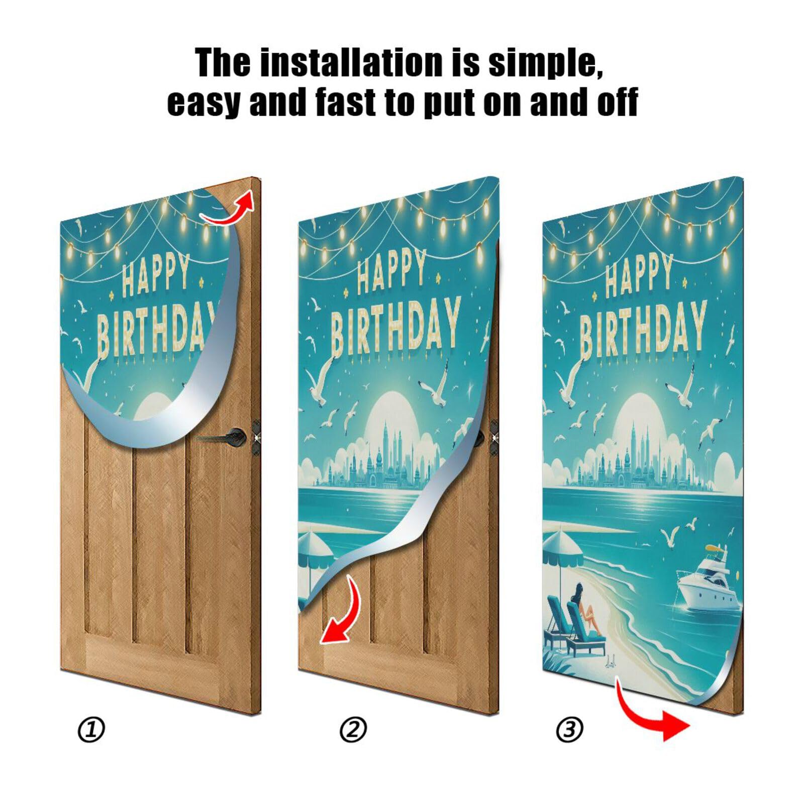 FLildon Birthday Theme Door Cover Decoration, Party Accessory Porch Decor for Festive Ornament Room Door Covers 32 x 79 Inch