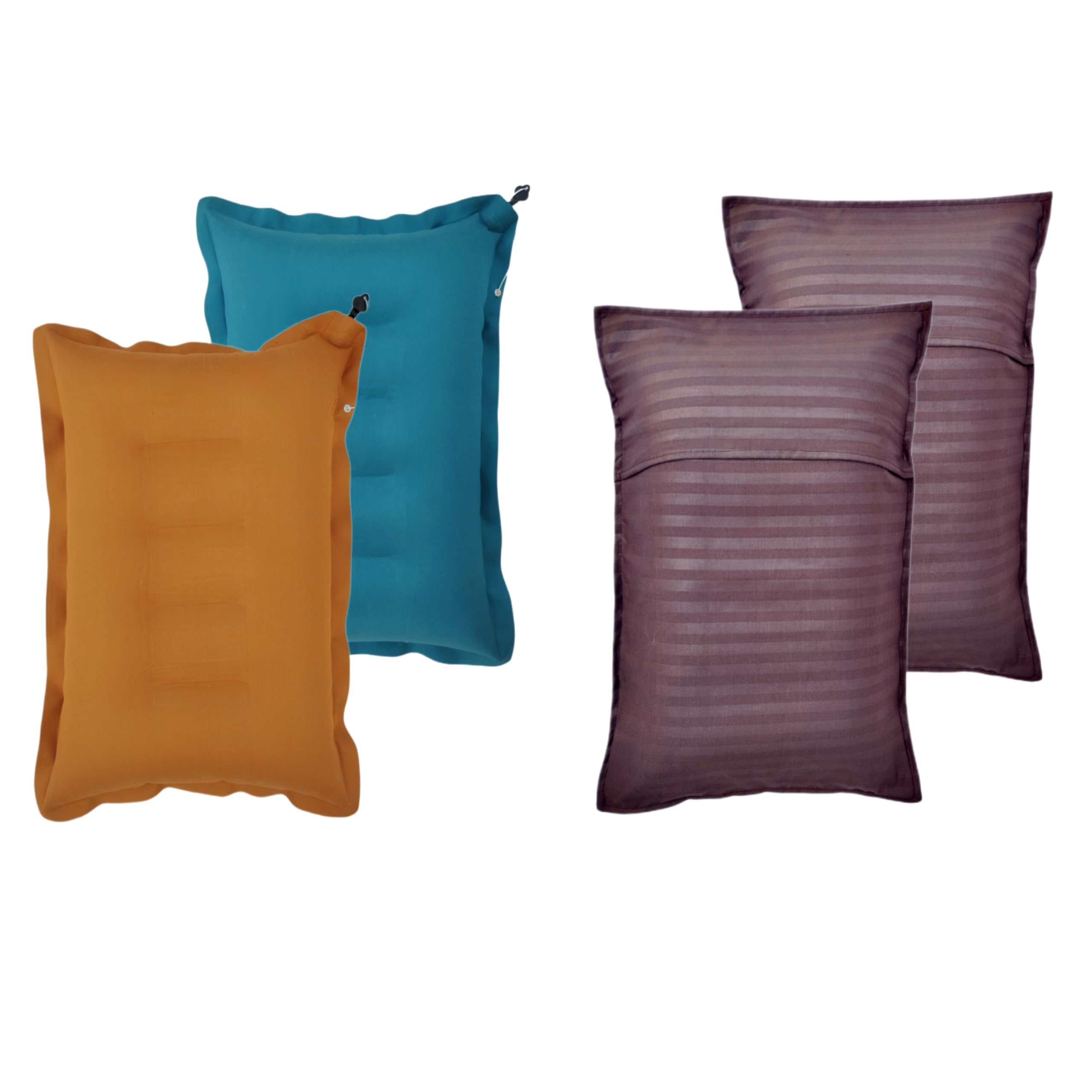 Shivam Mart Cotton Travelling Air Pillow with Coton Pillow Cover. Neck Support, Lightweight Compact Travelling in Train, Bus, Flight, Camping, Hostel and Office. (Multi Color Pillow)-image-35