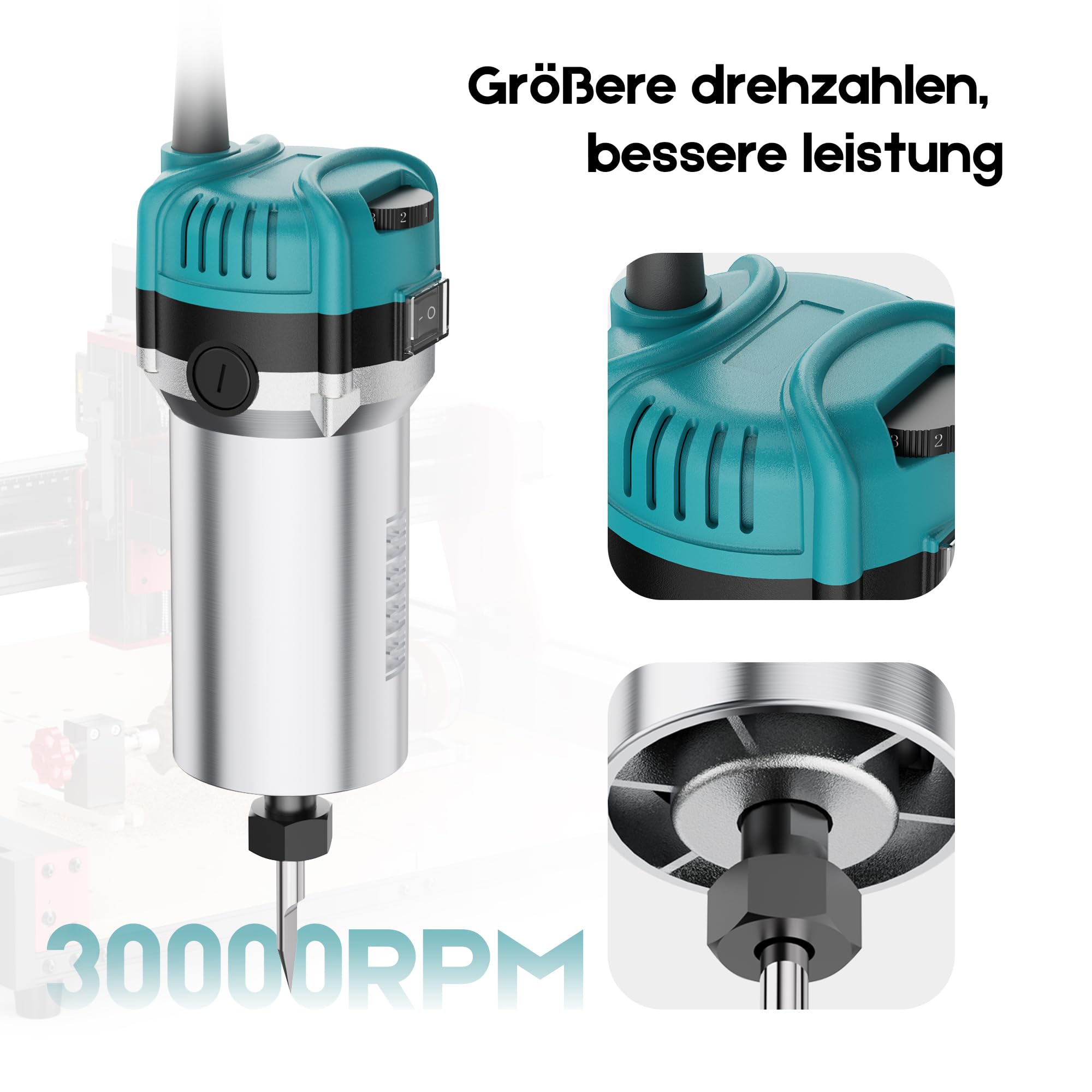 Twotrees CNC Router Machine Trimmer-Set 800W Frässpindel | 10000-30.000 U/minLevel 6 Geschwindigkeitsregelung, Kompakt-Fräswerkzeug mit Koffer, Frässpindel für TTC450 Pro CNC-Maschine