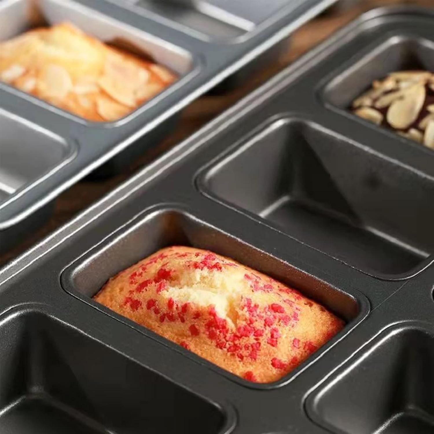 Sivaopa 2 Pack Mini Loaf Pan, 8 Cavity Non-Stick Mini Baking Tin, Carbon Steel Mini Bread Pan - Image 3