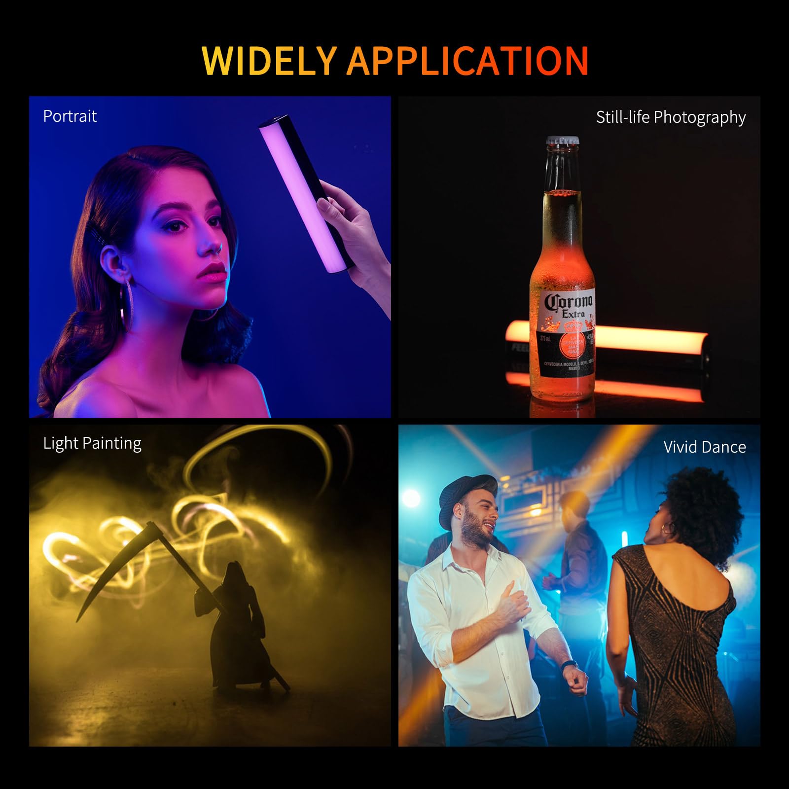 FEELWORLD MT2 Tubo de luz,360° RGB LED luz de vídeo para la fotografía, 3000mAh Recargable Mini bastón de luz para sesiones de vídeo Profesional con imanes