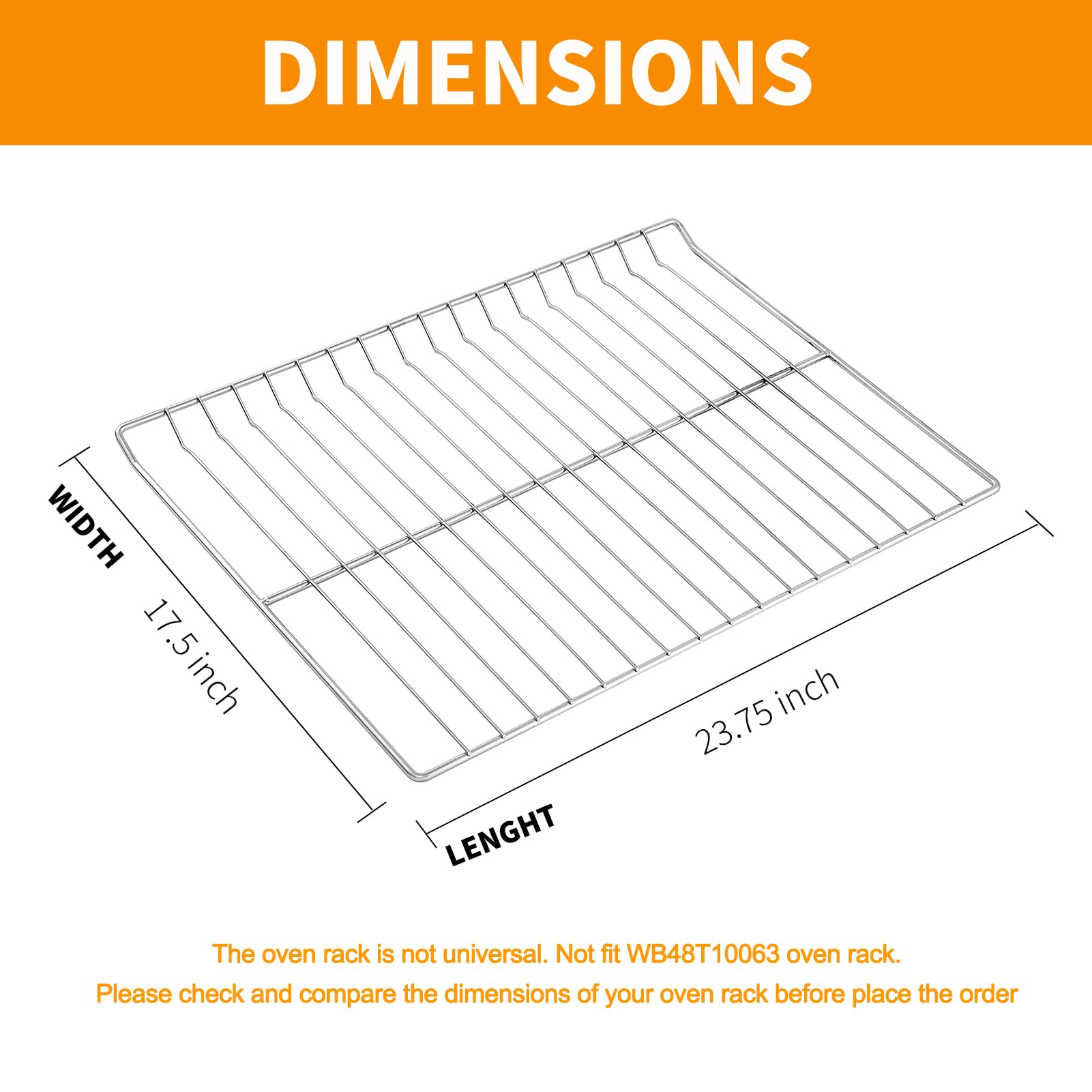 WB48T10095 - Estante de horno mejorado de repuesto para piezas de horno de estufa GE, AP5665850 estante plano para accesorios de horno GE, estante de horno de acero inoxidable, 1 paquete