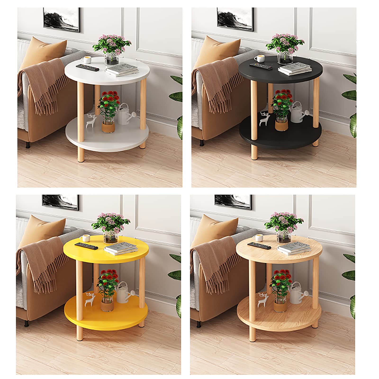 サイドテーブル コーヒーテーブル Amazon｜ソファサイドテーブル、モダンシンプルダブルレイヤーラウンド