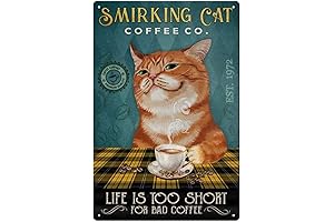 Eye-Catching Cat Coffee Tin Sign: A Purrfect Brew Buddy