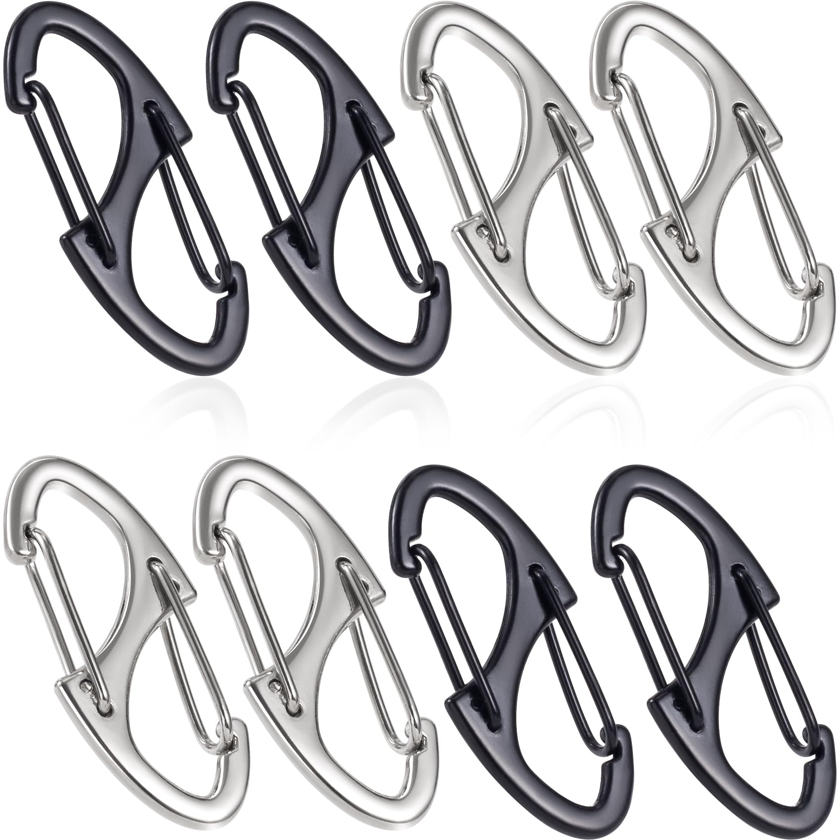 Winsyison 8pcs Zipper Anti Theft Clips, Zinc Alloy S Zipper Pull Locks, Mini Dual Spring Snap Hook for Outdoor Camping Hiking Fishing Traveling