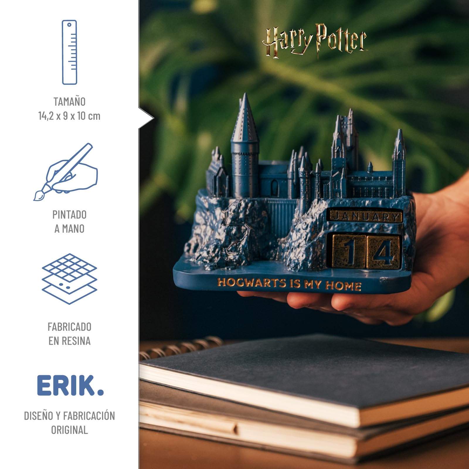 Calendario Perpetuo Harry Potter Castillo Hogwarts 3D - Figura Harry Potter Regalos │ Decoración Habitacion para niños y adultos (14,2x10cm)
