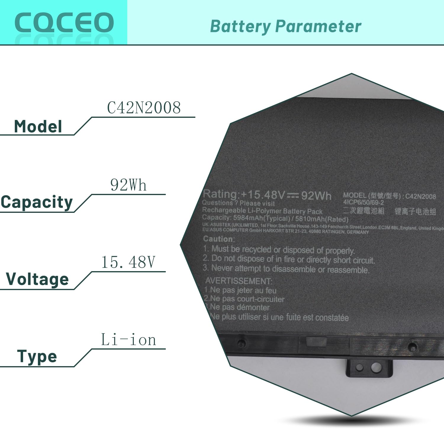 Amazon.com: C42N2008 Battery for ASUS ZenBook Pro Duo 15 OLED