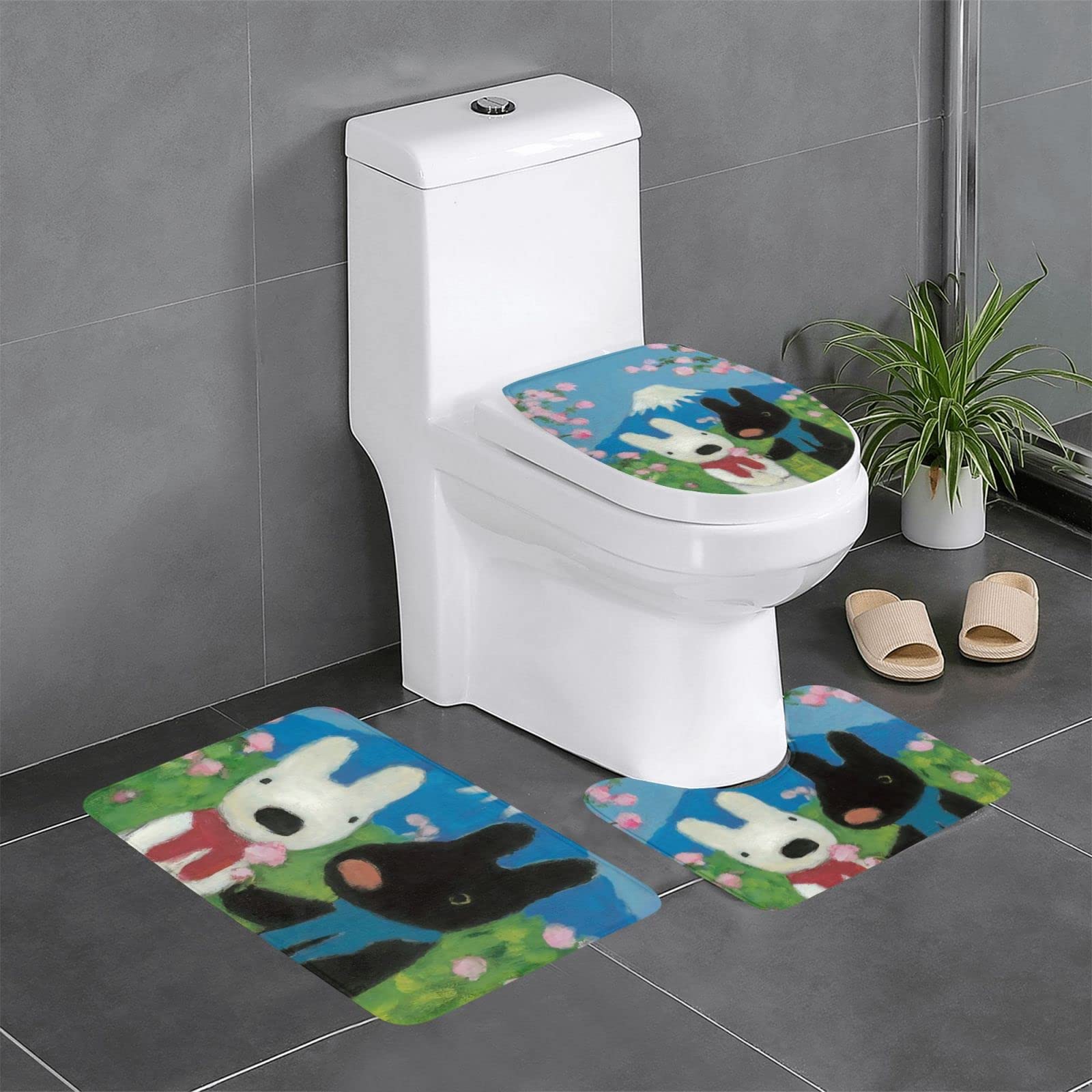 Amazon｜リサとガスパール 3点セット トイレマット フタカバー 便座