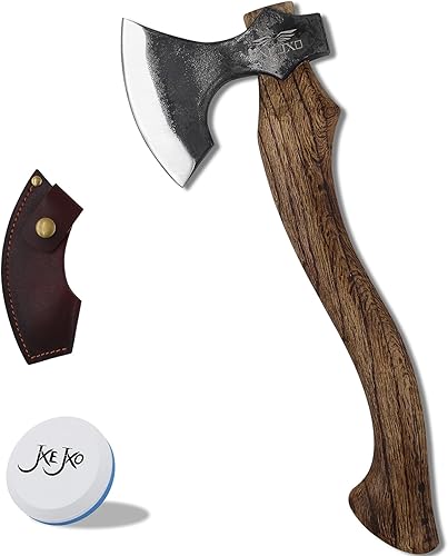 The Crafter - Hacha de tallado con funda - Hacha de camping - Hacha de acero forjado con funda de cuero - Hacha de supervivencia para dividir y
