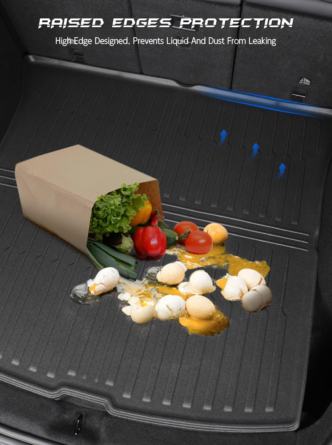 Neues Upgrade Kofferraummatte für Tesla Model Y, Kofferraumschutz für Model Y (5-Sitzer) 2025 Juniper, Kofferraummatte aus TPE Material, Rutschfester wasserdichter und klappbar(Schwarz Neu)