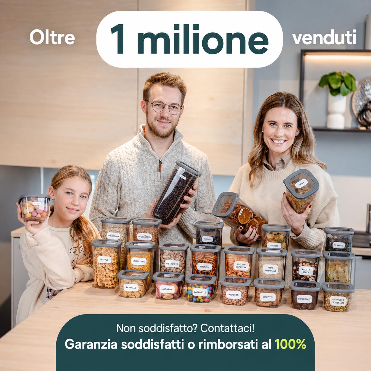 uandu Scatola portaoggetti da cucina, confezione da 12, barattoli ermetici alimentari in plastica sigillati con coperchio, barattoli portaoggetti da cucina in plastica, senza BPA, contenitori per