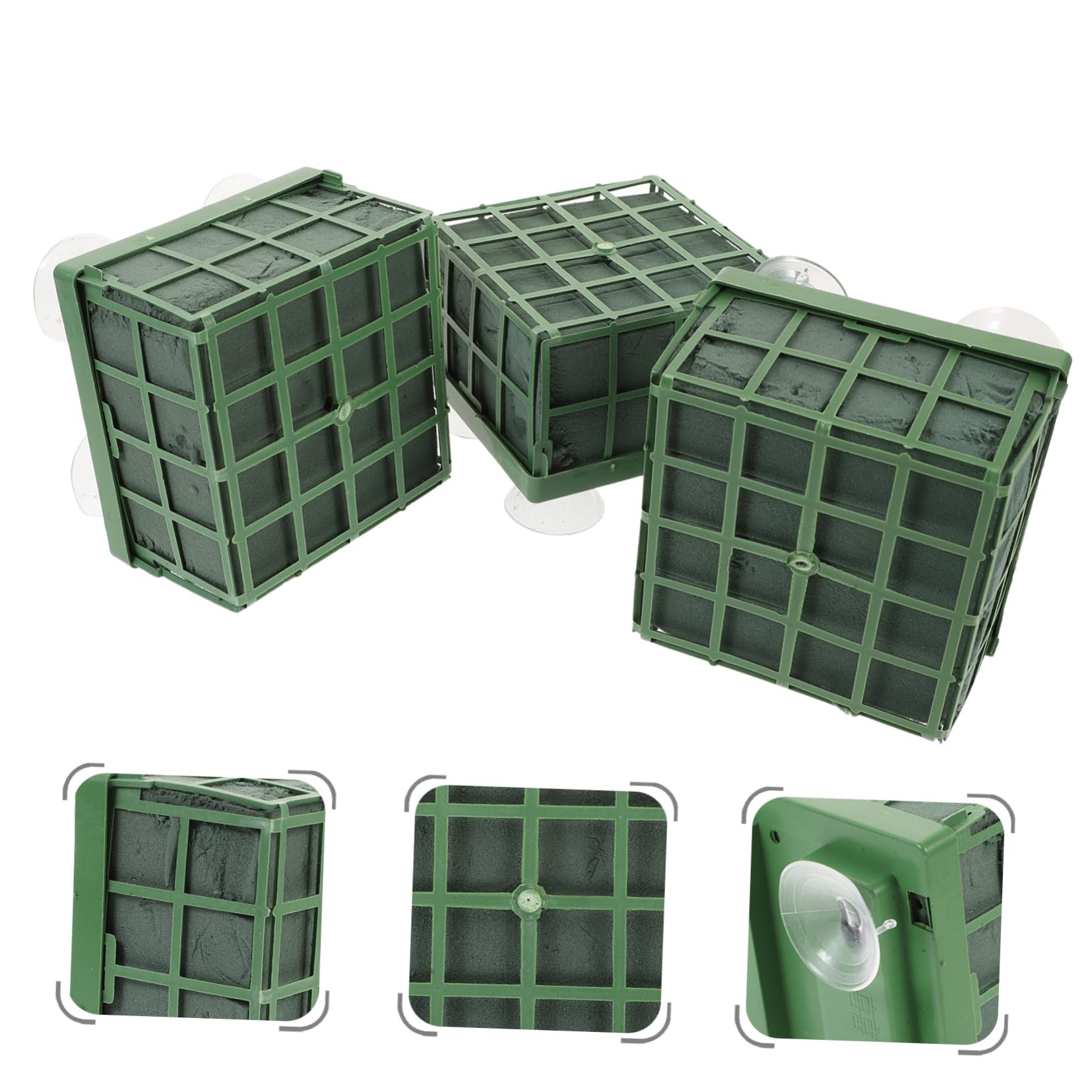 SEWACC Décoration de Voiture de Mariage Base à Fleurs en Plastique Vert Ventouse Voiture Mariage Lot de 3 Pièces, 4 Ventouses pour Fête | 4 Ventouses au Fond, Usage Mariage et Art Floral, Fournitures de Fête pour Voiture