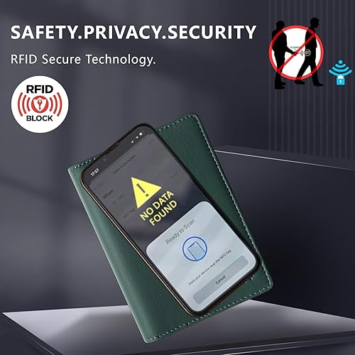 Miniatura 4 de Cartera de cuero genuino para pasaporte Pine green-with zipper Vintage