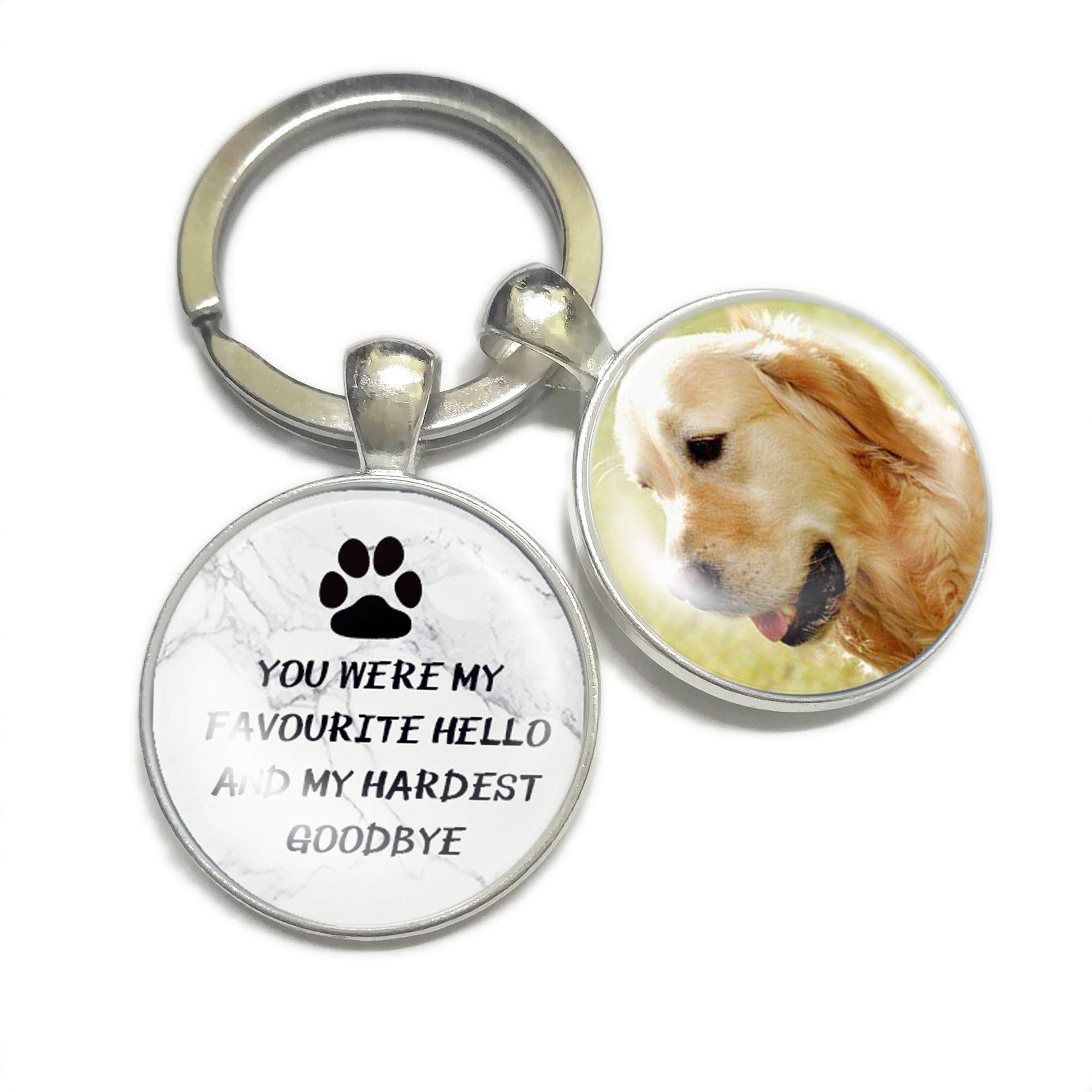 GuteGiftsPersonalised Photo Keyring Dog Memorial Gifts for Loss Love Pets Prints In Heaven Remembrance Poem Handmade Custom Keychain Keepsake-You were my favourite hello and my hardest goodbye (Marble)