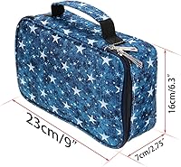 Vista 3 de BTSKY Estuche para bolígrafos y lápices con cremallera con patrón - Estuche multifuncional para artículos de papelería con 36 ranuras elásticas Azul