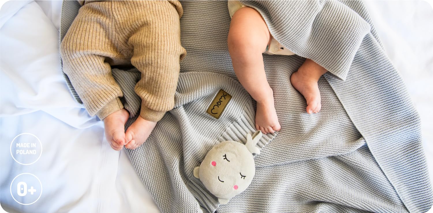 Momi - copertina per+D36 neonati e bambini HUG, con misure 80 x 110 cm, una morbida copertina realizzata al 50% in cotone e al 50% in fibra di bambù, ideale per carrozzina, passeggino e lettino