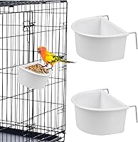 Symphonyw 2-Pack Plastic Bird Feeders for Parrot Cages - Hanging Seed Water Cups for Small Birds, Parakeets, Finches