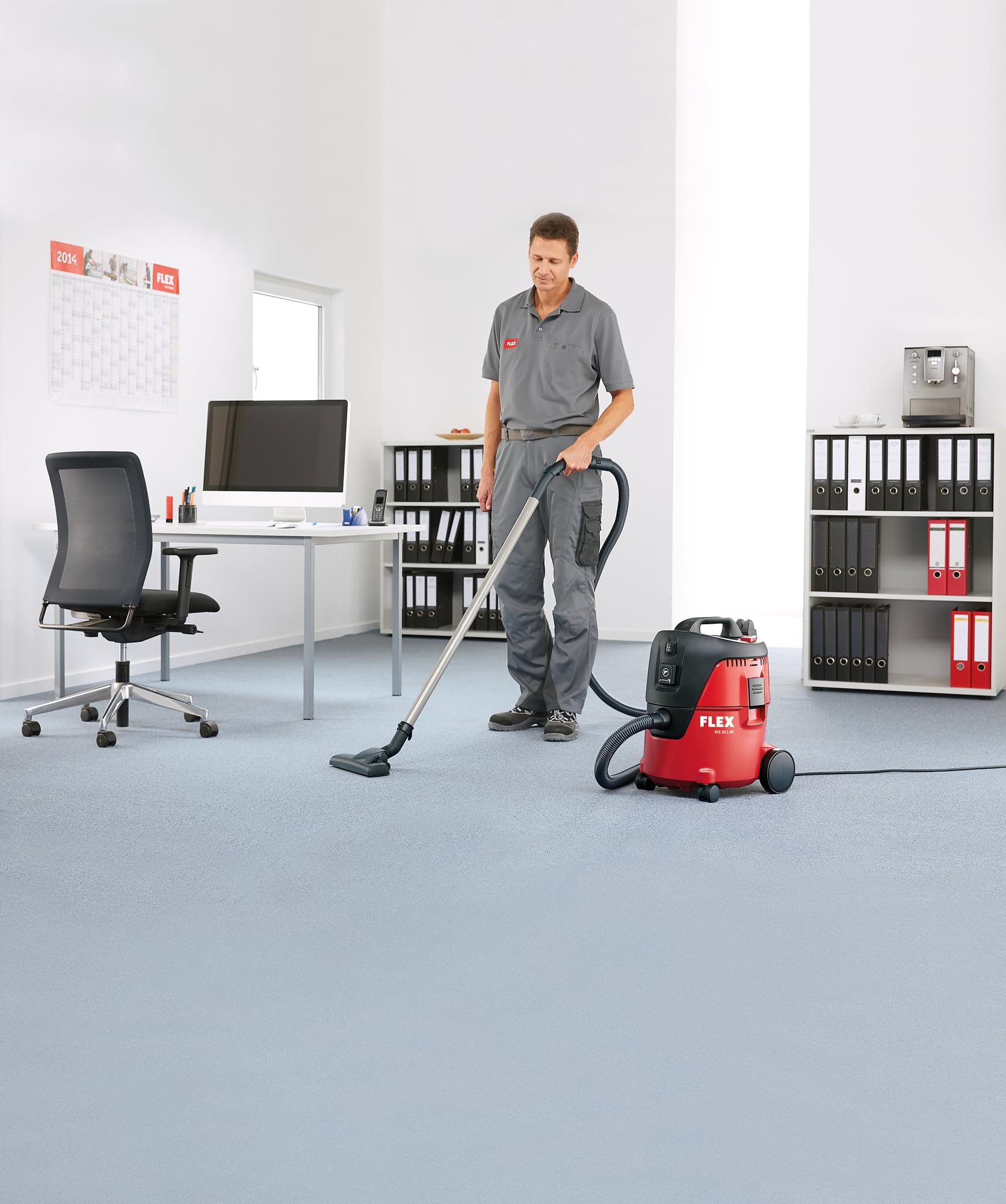 Flex 405418 230/CEE Sicherheitssauger VC 21 L MC (Werkstatt Staubsauger mit manueller Filterabreinigung, 20 l, Klasse L, 1250 Watt, Volumenstrom 3600 l/min), mehrfarbig, 25 Stück, mittel