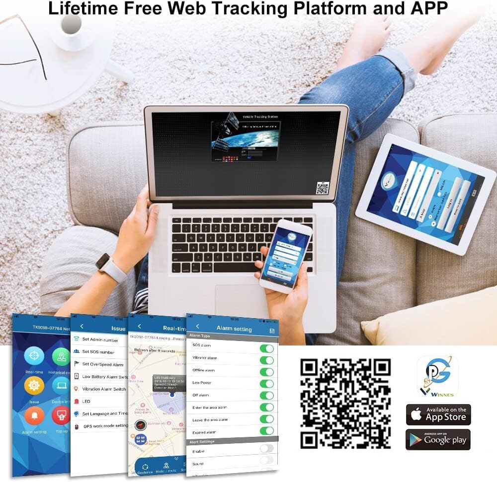 Winnes 4G Localizzatore GPS Tracker 10000mah per Auto,Moto e Altri Veicoli con Magnete Antifurto 4G GPS Impermeabile,SMS/APP/PC Posizione in Tempo Reale,Geo-fence Alarm APP Gratuita Senza Abbonamento