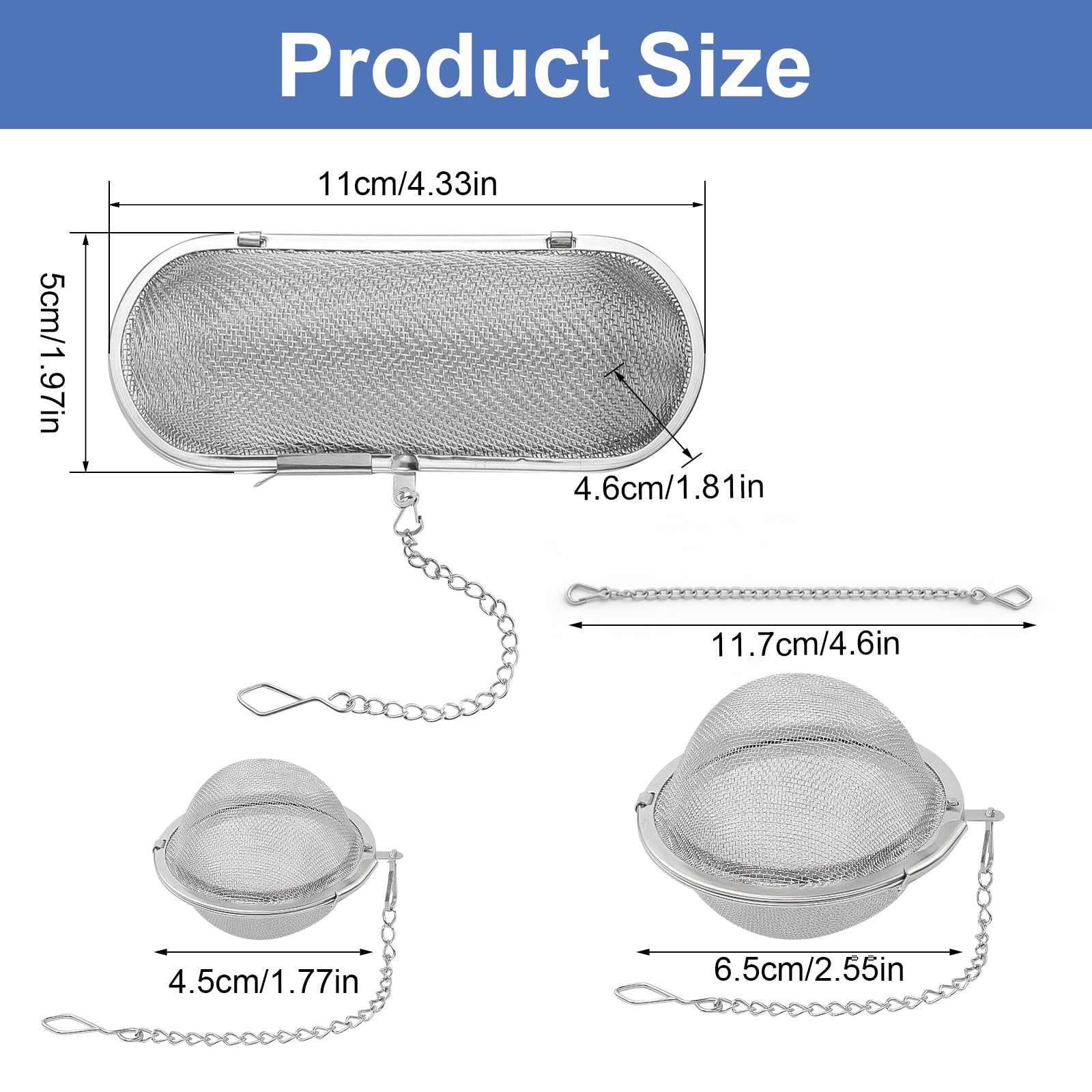 3 unidades de huevos de especias de acero inoxidable con cadena, colador de especias para cocinar té suelto, bola de especias, 3 tamaños de huevo (elíptico, circular)