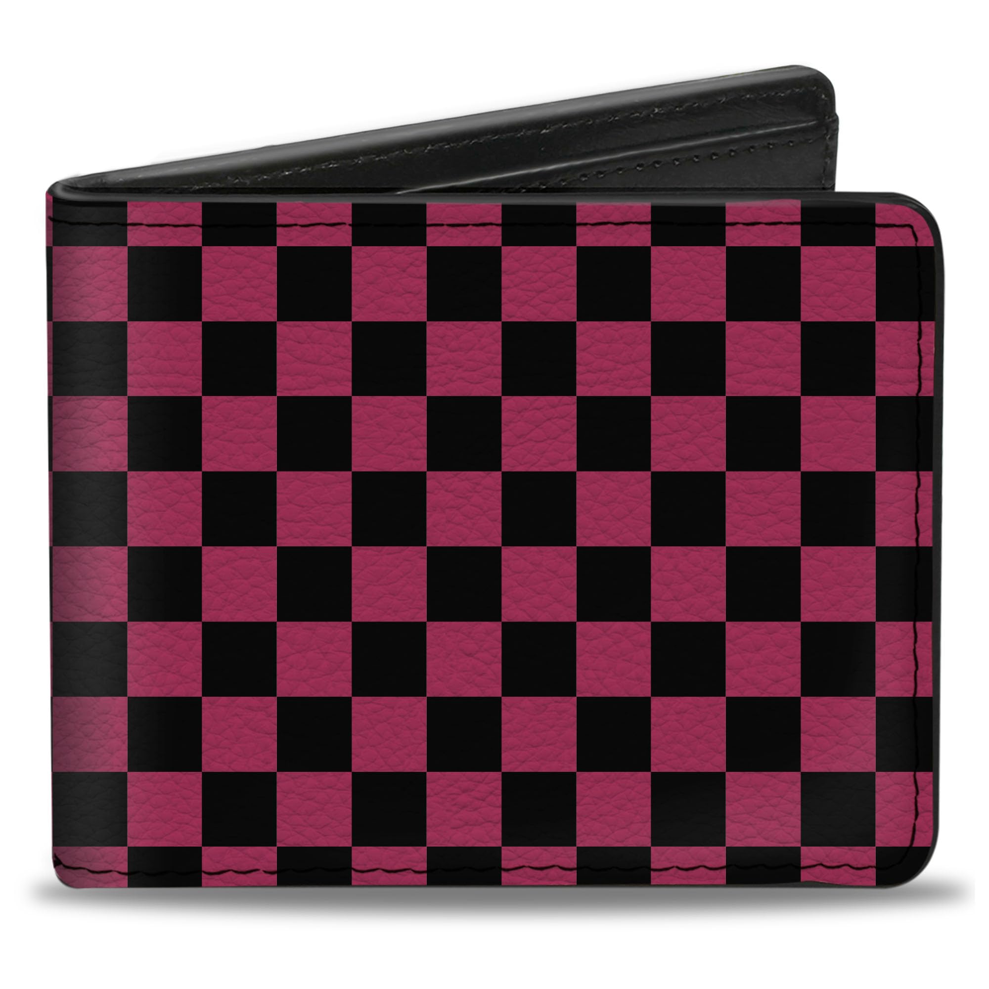 Buckle-Down Men's Wallet, Bifold, Checker Black Honeysuckle Red, Vegan Leather, Multi, 4.0