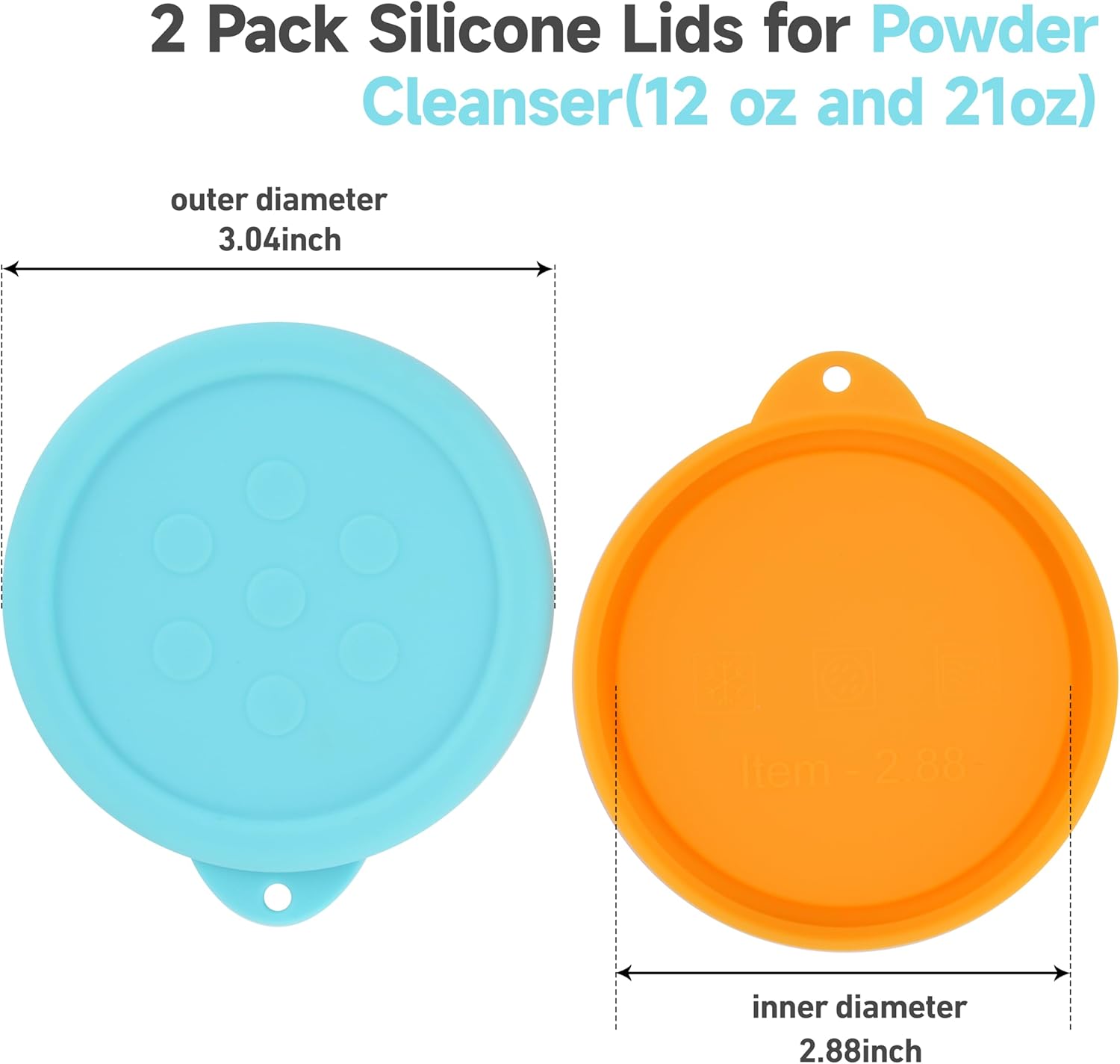 2 Pack Silicone Powder Cleanser Lids Compatible with Bar Keepers Friend, Comet, Ajax Powder Cleanser(12 oz & 21oz), Moisture Resistance, Cleanser Accessory to Keep Powder Dry (Red)