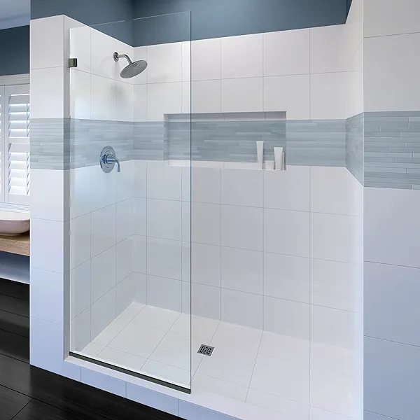 Fixed Shower Screen for Bathroom | Brushed Nickel Finish | Water Repellent | 3/8" Tempered Glass Shower Panel 30"x72"