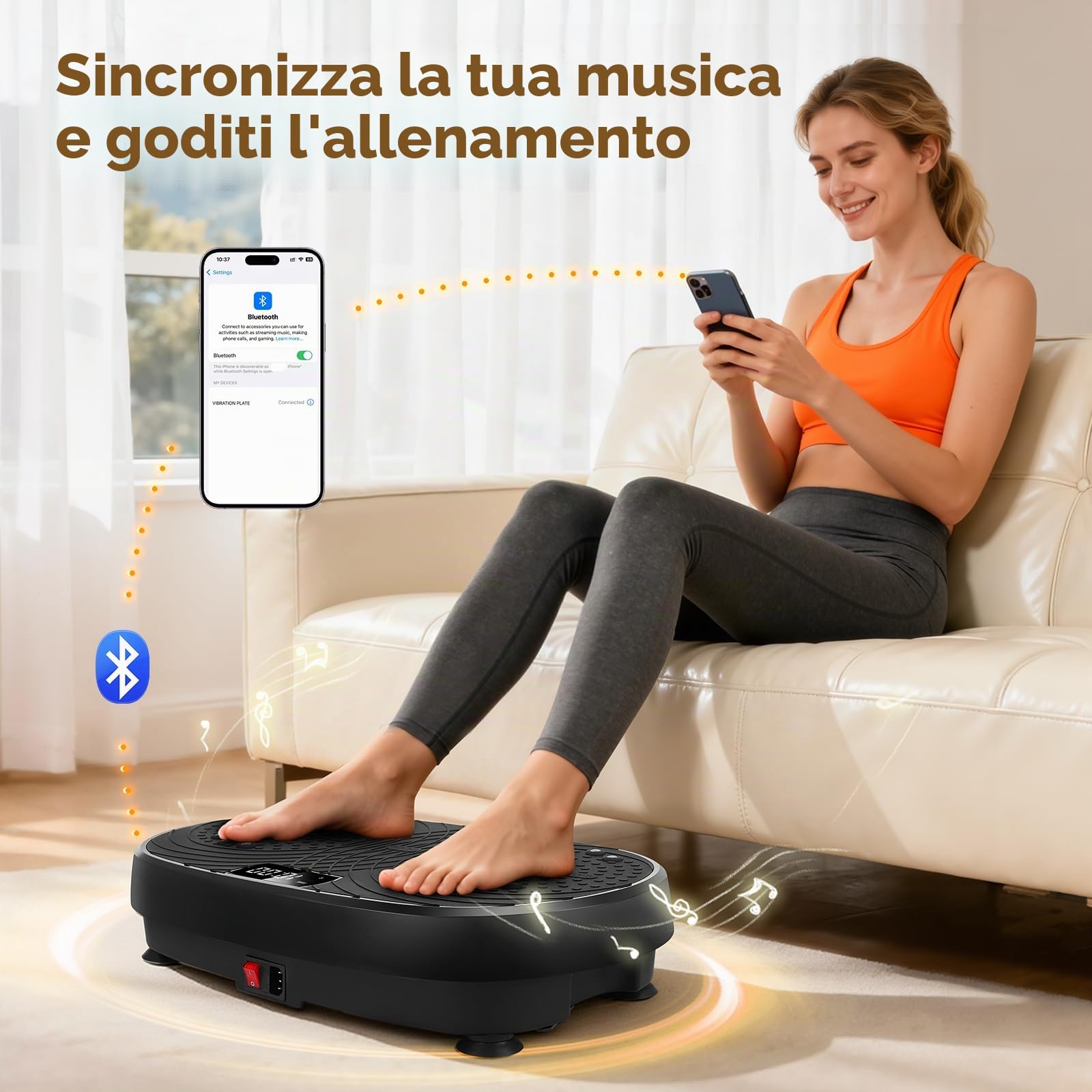 Pedana Vibrante Dimagrante, Vibration Plate Lymphatic, Piastra vibrante per Lipedema la Costruzione e la Modellazione Muscolare, 120 Livelli di Intensità Casa Antiscivolo con Bluetooth & Telecomando