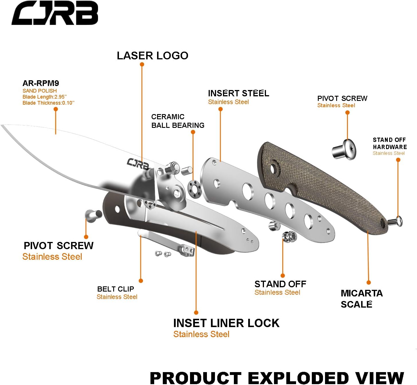 Buy Cjrb Folding Knife Ria J1917 Powder Steel Ar Rpm9 Balde Micarta Handle Pocket Folding Knife Edc Od Online In Poland B088zww55g
