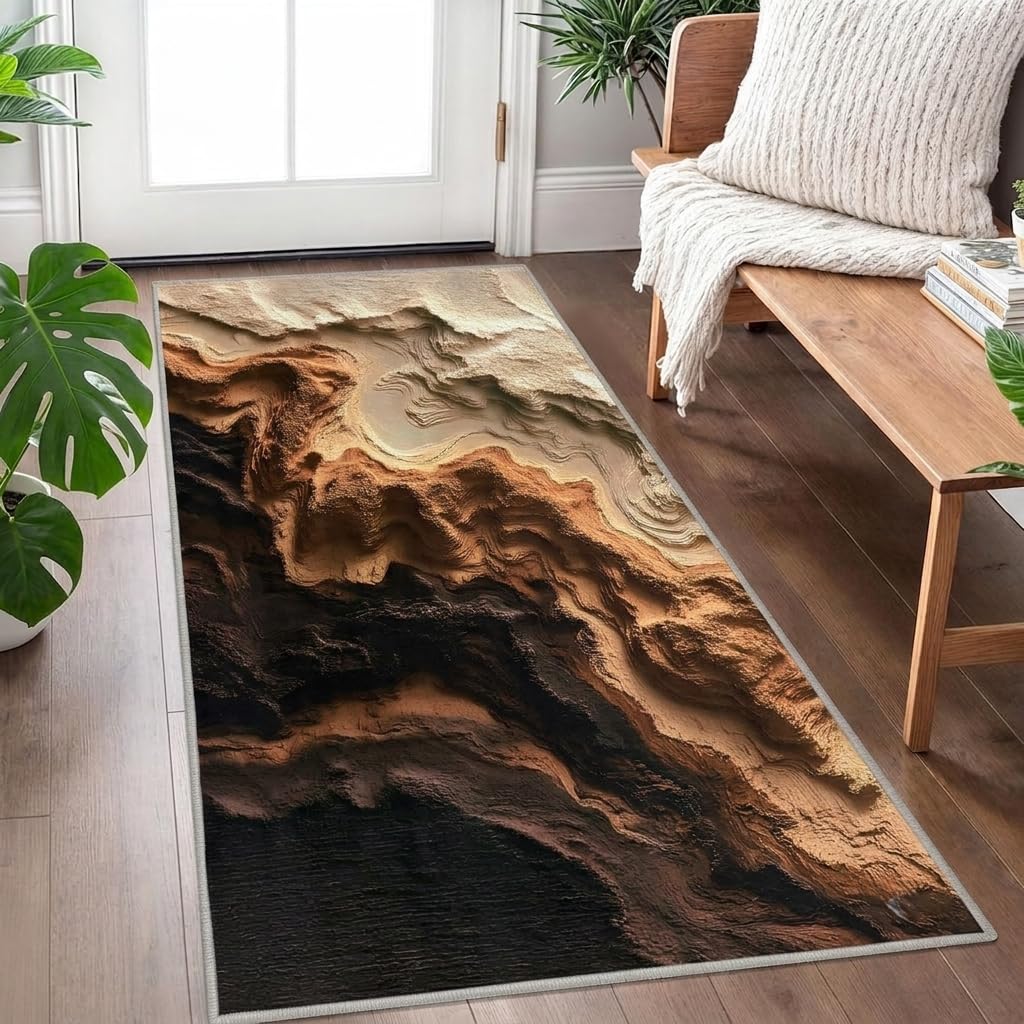 Bedside Runner Carpet Soft Feel | Anti Skid | Washable | for Bedroom/Hallway/Living Room/Office- 34X57 Inches-(Sand Yellow)-image-19