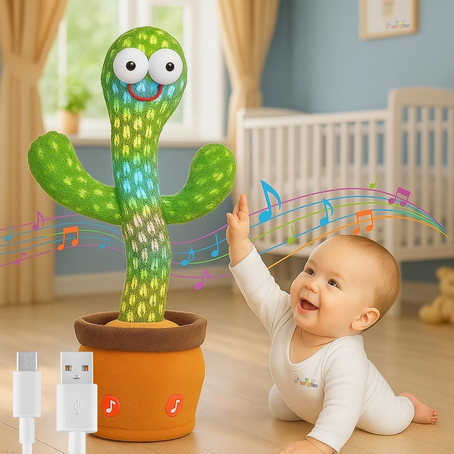 Dancing Cactus Toy for Kids Talking Singing Children Baby Plush, Funny Education Electronic Toys Voice Recording Repeats What You Say LED Lights with Smiling Face.