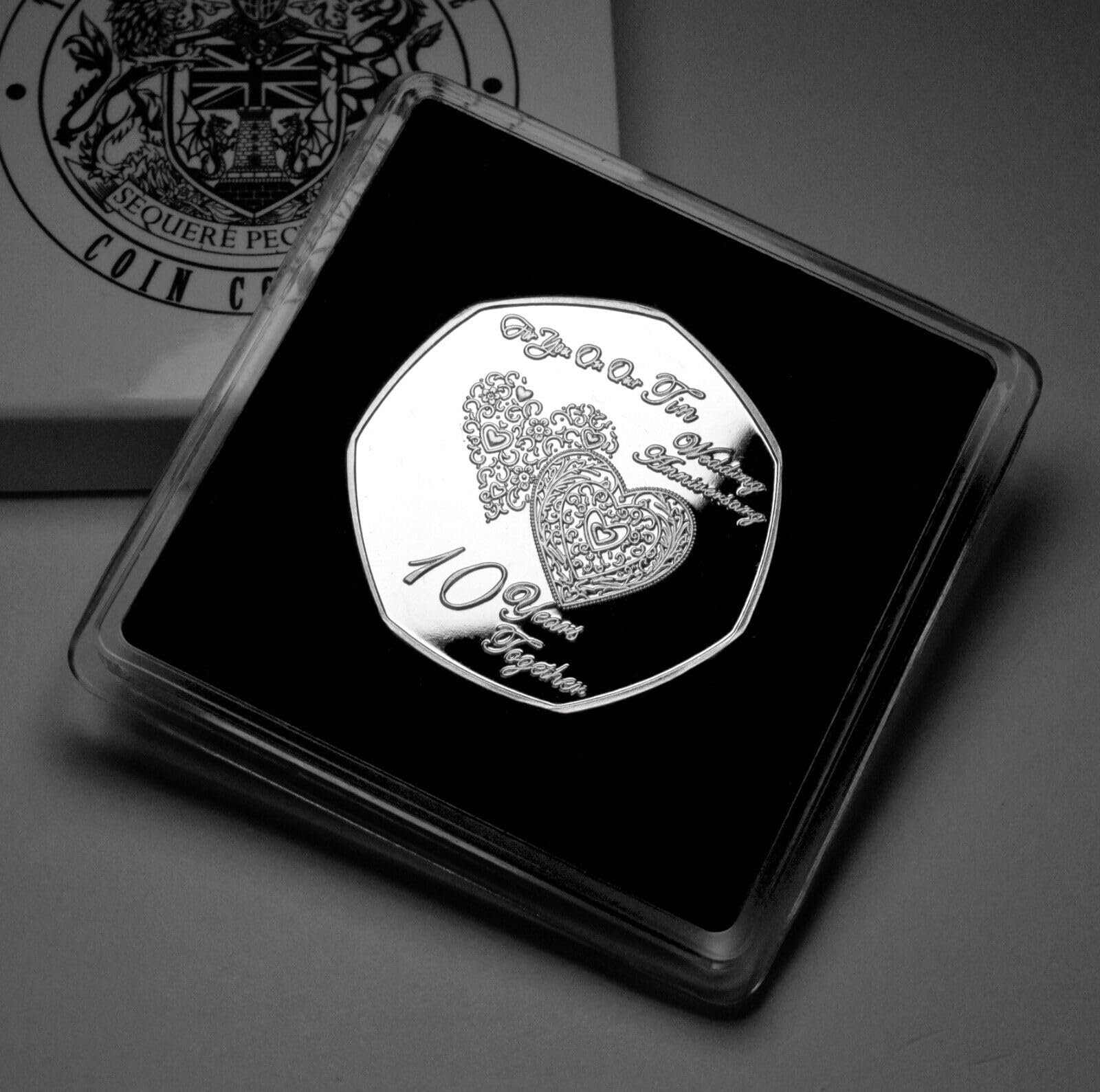 The Commemorative Coin Company For You ON OUR 10th TIN WEDDING ANNIVERSARY Commemorative. Gift Case. Gift/Present. 10 Years