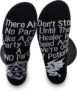 PXTIDY Funny DND Gaming Socks Dungeons Gift There Ain't No Party Like A DND Party Crew Socks DND Gamer Gift