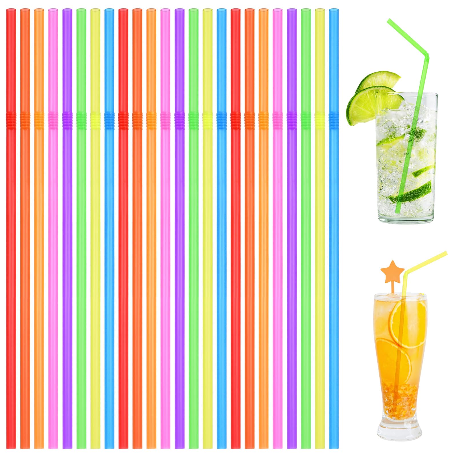 AUAUY 100 sztuk słomek do picia na imprezę, urodziny, wesele, słomki wielokrotnego użytku, do smoothie, soków, koktajli
