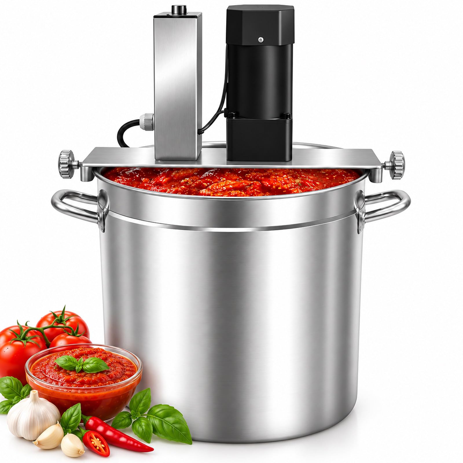 Agitateur de Marmite Professionnel, Mélangeur INOX avec Racleur de Fond, Moteur 200W et Vitesse Variable pour Sauces, Confiture, Crème Pâtissière, Garnitures, Restaurant et Traiteur 20L